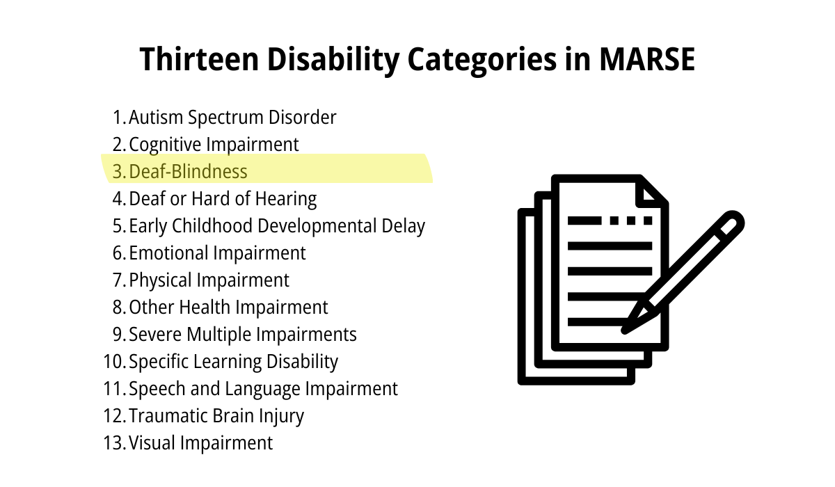 graphic of the thirteen MRSE eligibility categories with this highlighted: deaf-blindness