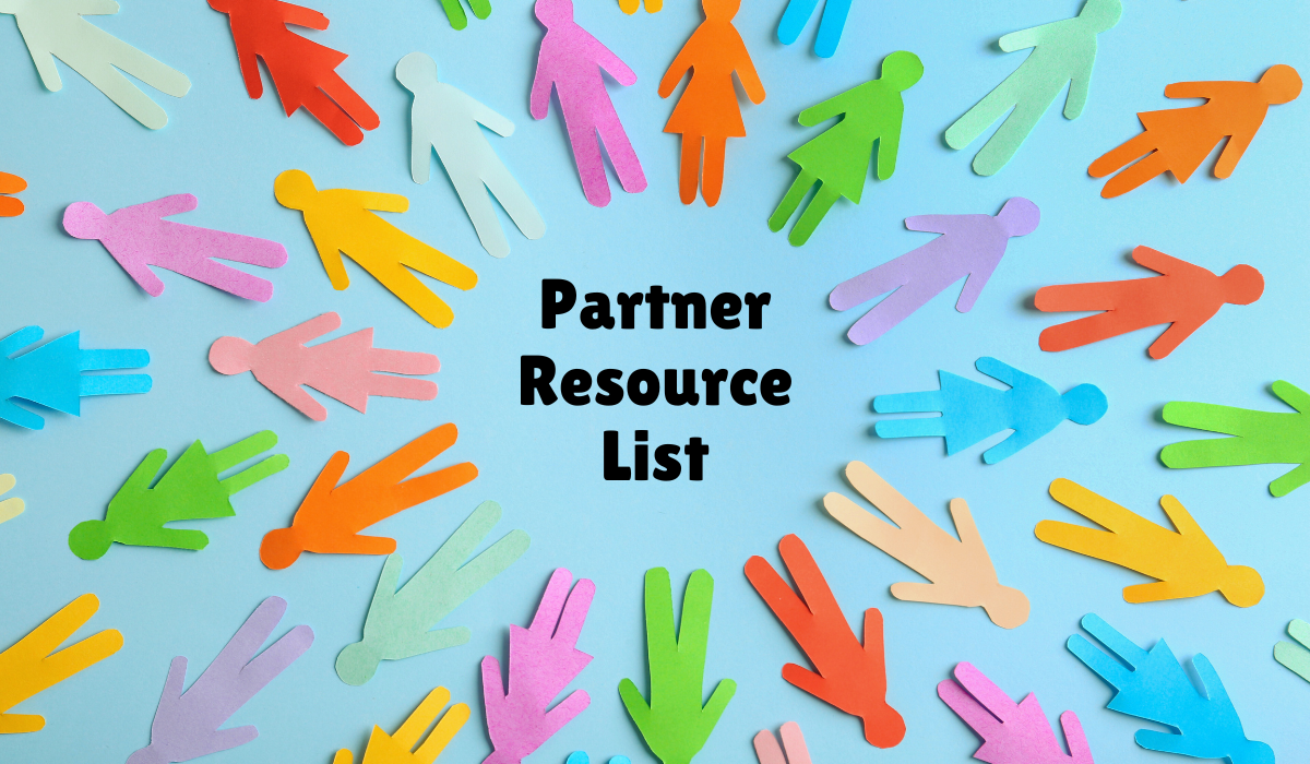 multicolor paper cutouts in circle around text that says Partner Resource List