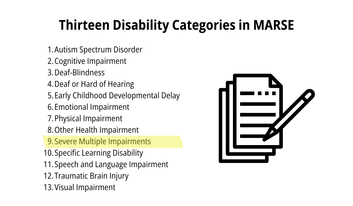 graphic of the thirteen MRSE eligibility categories with this highlighted: severe multiple impairments